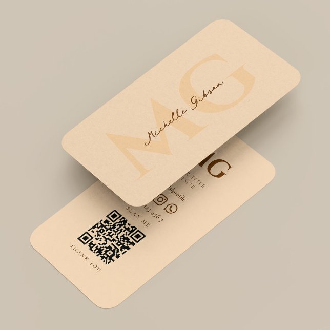 Minimalistisk Professionell Pastel Peach Initialer Visitkort (Minimalist Professional Pastel Peach Initials Business Card
)