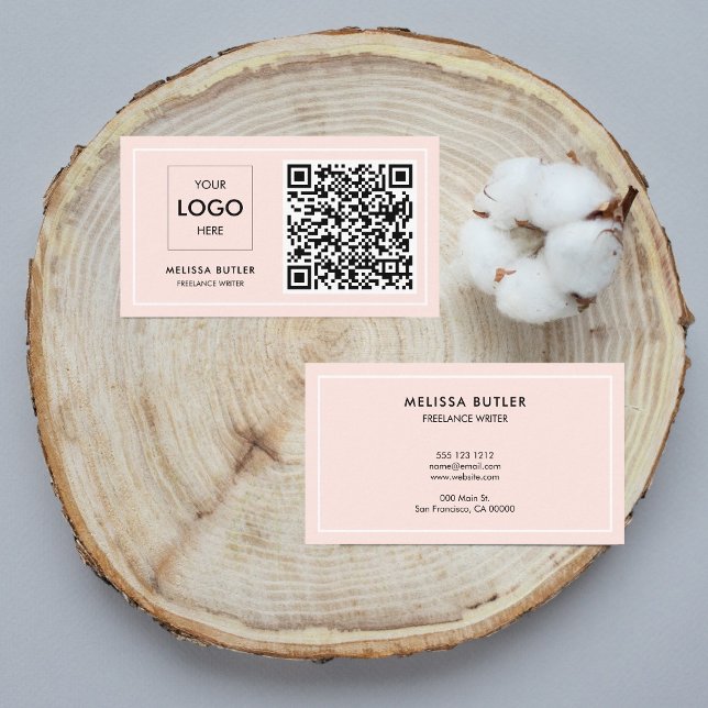 Minimalistisk Professionell QR-kod  Rosa Visitkort (Skapare uppladdad)
