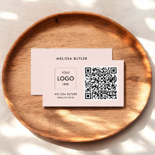 Minimalistisk Professionell QR-kod Rosa Visitkort