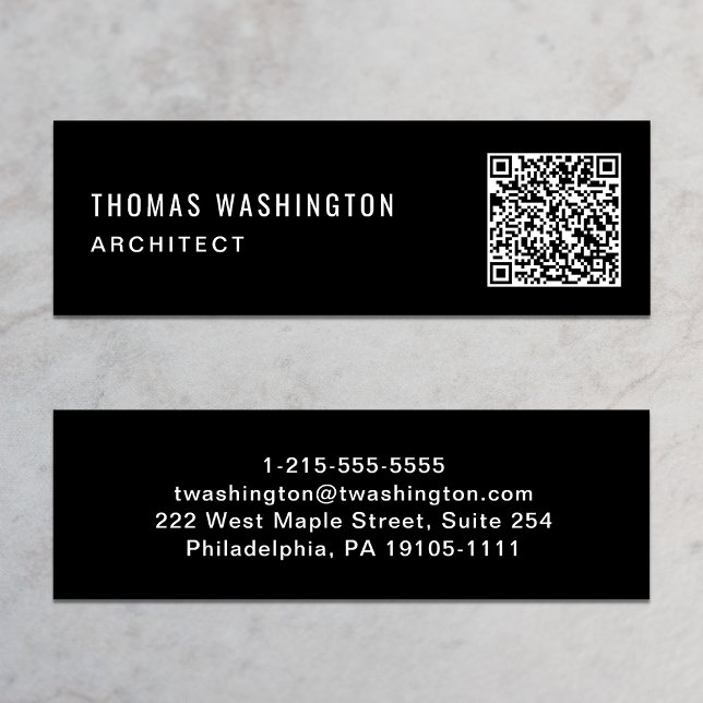 Minimalistisk professionell QR-kod svart Mini Visitkort (Capture attention, make connections, and leave a lasting impression with our modern QR business card)