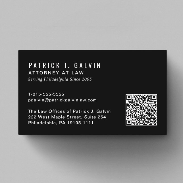 Minimalistisk professionell QR-kod svart Visitkort (Minimal Professional QR Code Black Business Card)