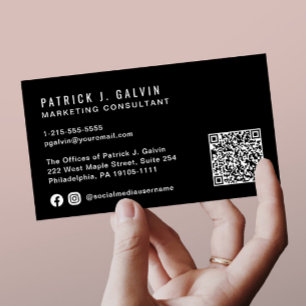 Minimalistisk professionell QR-kod svart Visitkort