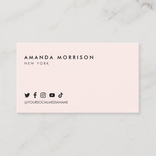 Minimalistisk Professionell Rosa Sociala Medier Visitkort (Framsida)