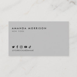 Minimalistisk Professionell Social Media Grått Visitkort