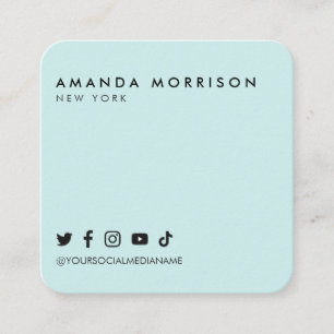 Minimalistisk professionell social media mintgrön fyrkantigt visitkort