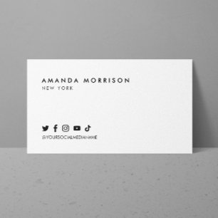 Minimalistisk Professionell Social Media White Visitkort