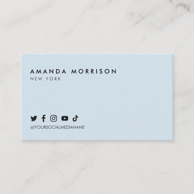 Minimalistisk Professionell Sociala Medier Blå Visitkort (Framsida)