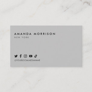 Minimalistisk Professionell Sociala Medier Grå Visitkort