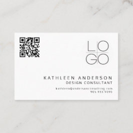Minimalistisk Professionell, svart och vit QR-kod Visitkort