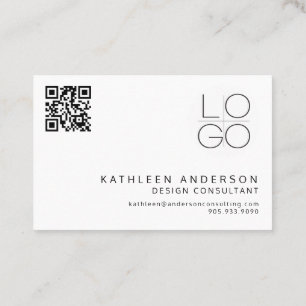 Minimalistisk Professionell, svart och vit QR-kod Visitkort