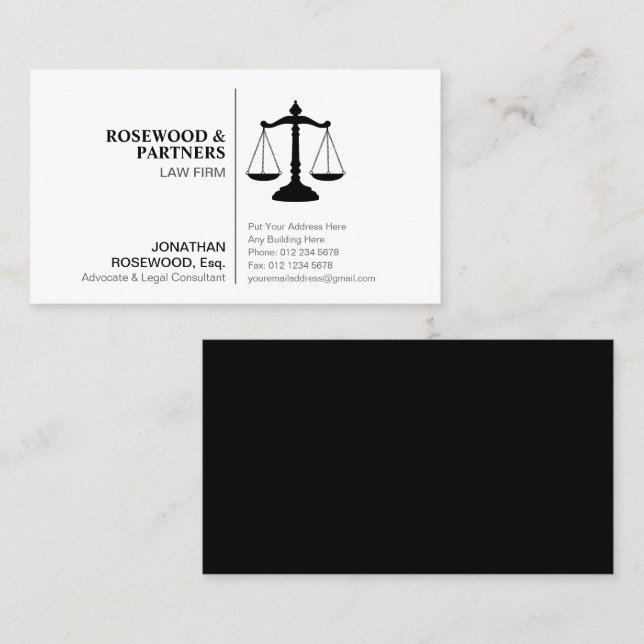 Minimalistisk Professionell, svart och vit sida vi Visitkort (Fram/baksida)