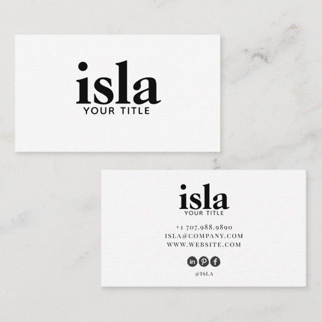 Minimalistisk professionell typografisk logotyp visitkort (Fram/baksida)