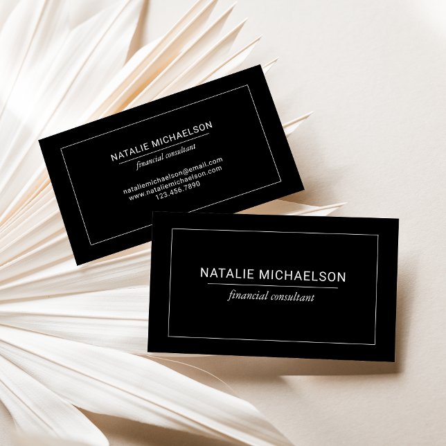 Minimalistisk Professionell White Gräns Black Visitkort (Skapare uppladdad)