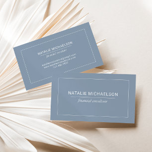 Minimalistisk Professionell White Gräns Dusty Blue Visitkort