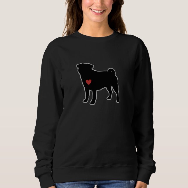 Minimalistisk Pug Silhouette-design T Shirt (Framsida)