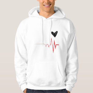Minimalistisk pulsslag och hjärtdesign, hoodie T-S