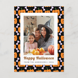 Minimalistisk pumpa spöklik glad halloween 1 foto helg vykort
