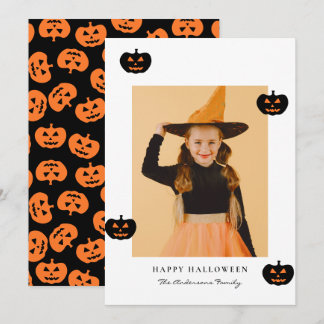 Minimalistisk pumpafoto God Halloween Julkort