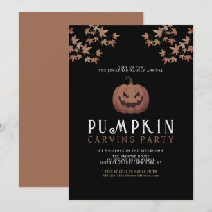 Minimalistisk Pumpkin-taloky Carving Party Hallowe Inbjudningar