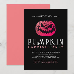 Minimalistisk Pumpkin-taloky Carving Party Hallowe Inbjudningar