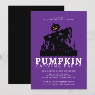Minimalistisk Pumpkin-taloky Carving Party Hallowe Inbjudningar