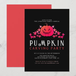 Minimalistisk Pumpkin-taloky Carving Party Hallowe Inbjudningar