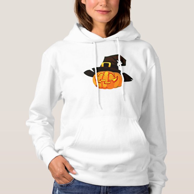 Minimalistisk Pumpkin Witch Hat T Shirt (Framsida)