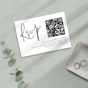 Minimalistisk QR-Bröllop OSA för skript Kort