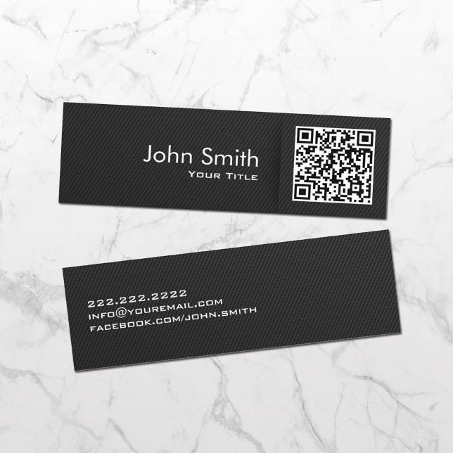 Minimalistisk QR-Elegant svart Mini Visitkort (Skapare uppladdad)