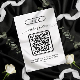 Minimalistisk QR-Elegant, svart och vit Bröllop Tilläggskort
