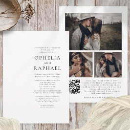 Minimalistisk QR-kod 3 Foton Bohemian Bröllop Inbjudningar
