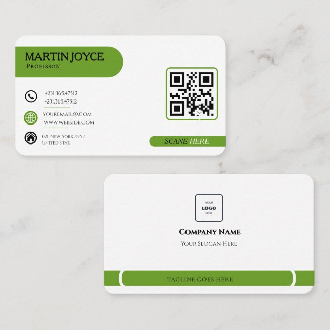 Minimalistisk QR-kod affärskort Visitkort (Fram/baksida)