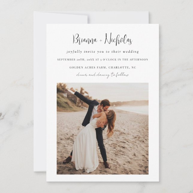 Minimalistisk QR-kod alla i ett Bröllop Inbjudningar (Framsida)