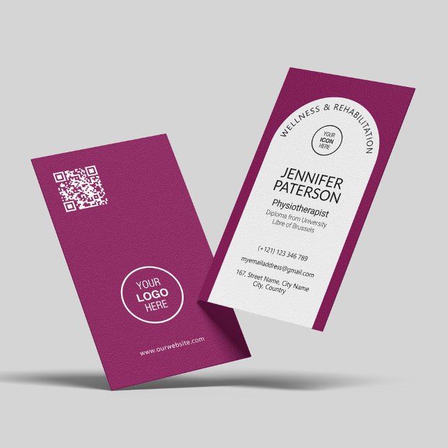 Minimalistisk QR-kod Berry White för enkel Elegant Visitkort (Skapare uppladdad)