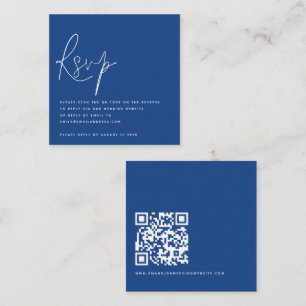 Minimalistisk QR-kod, blå OSA Bröllop Tilläggskort