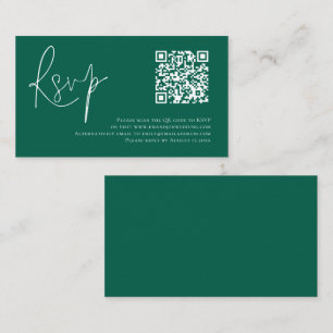 Minimalistisk QR-kod Bröllop Emerald OSA Tilläggskort