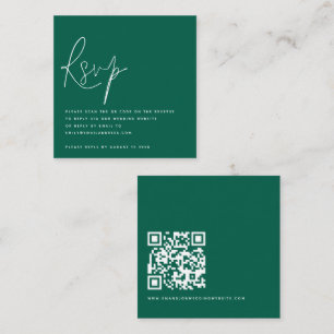 Minimalistisk QR-kod Bröllop Emerald OSA Tilläggskort