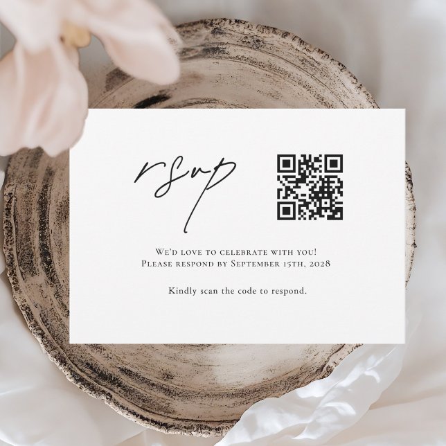 Minimalistisk QR-kod Bröllop OSA Kort (Skapare uppladdad)