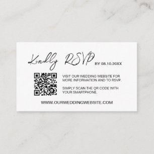 Minimalistisk QR-kod Bröllopswebbplats RSVP budget Tilläggskort