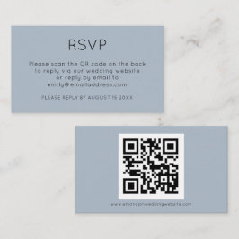 Minimalistisk QR-kod Dusty Blue Bröllop OSA Enclos Tilläggskort
