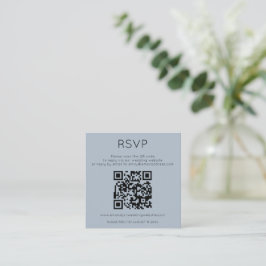 Minimalistisk QR-kod Dusty Blue Bröllop RSVP Tilläggskort