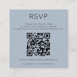 Minimalistisk QR-kod Dusty Blue Bröllop RSVP Tilläggskort