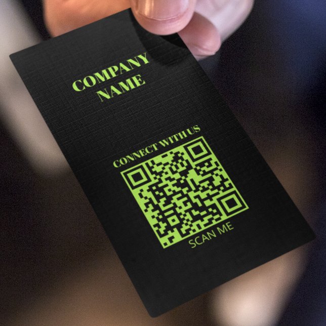 Minimalistisk QR-kod Fluorescerande Grön Visitkort (Skapare uppladdad)