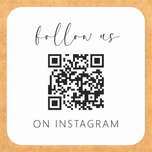 Minimalistisk QR-kod Följ oss på Instagram Fyrkantigt Klistermärke