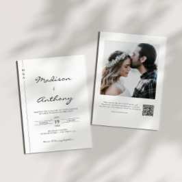 Minimalistisk QR-kod för Bröllop-foto Inbjudningar