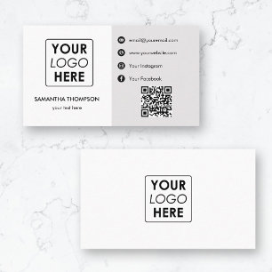 Minimalistisk QR-kod för Business Logotyp Social M Visitkort