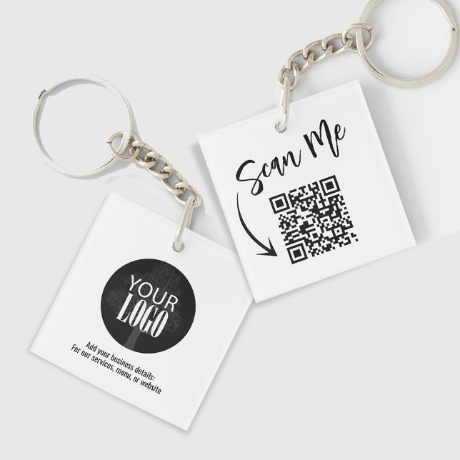 Minimalistisk QR-kod för enkel Logotyp (Add your logo and QR code keychain.)
