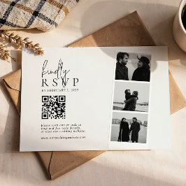 Minimalistisk QR-kod för fotoremsa Bröllop OSA Kort