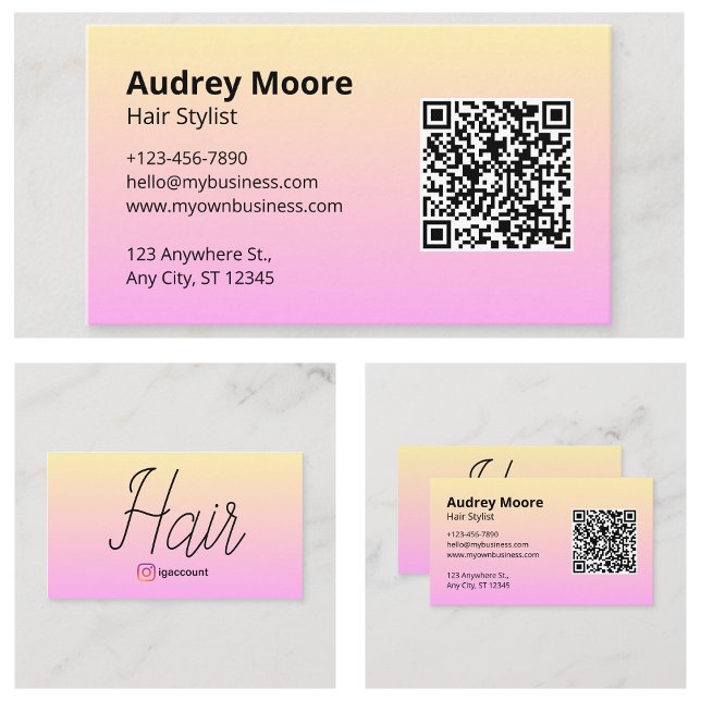 Minimalistisk QR-kod för hårslista Visitkort (Hair Stylist QR Code Minimalist Business Card
)