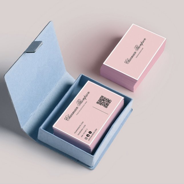 Minimalistisk QR-kod för  Rosa Visitkort (Skapare uppladdad)